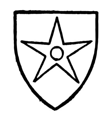 Harpeden gümüş bir delik molet gules, çizim veya şekil oyma vintage çizgi taşıyordu..