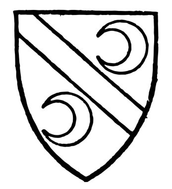 Gobioun bir viraj iki ağda moons, vintage çizgi çizme veya oyma illüstrasyon arasında geçişli.