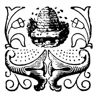 Bu süsleme arı kovanı, vintage çizgi çizme veya oyma illüstrasyon tasarımını temsil eder..