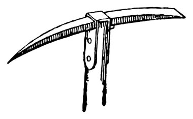 Bu resimde Pick balta temsil eder nerede üstünde son nokta, vintage çizgi çizme veya oyma illüstrasyon karşısında kenar.