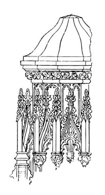 Gölgelik ayrıntı veya Post desteği, Super Lumideck, vintage çizgi çizme veya oyma illüstrasyon.