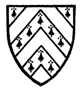 Bir cheveron üç arasında gules çizim veya illüstrasyon oyma altın, vintage çizgi sheaves Ermine Peyteven delik.