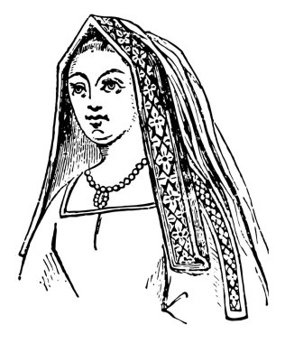 Elizabeth, Kraliçe Henry VII bir açısal baş-elbise, vintage çizgi çizme veya oyma illüstrasyon olduğunu.