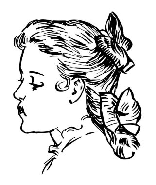 Bu resim, çizim için vintage veya oyma resimde sol arıyorum kız yüz.