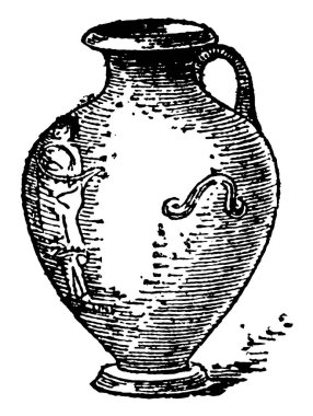 Hydria su çene, bir kolu olan ve hydrialar külleri gömü, vintage çizgi çizme veya oyma illüstrasyon tutmak için kullanılan.