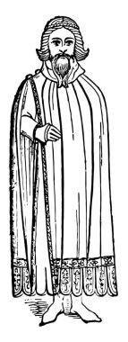 Kara Prens altında derin jugged alt sınır, vintage çizgi çizme veya oyma illüstrasyon ile hacimli onun manto.