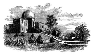 Vassar Gözlemevi Vassar college New York, vintage çizgi çizme veya oyma illüstrasyon bulunmaktadır.