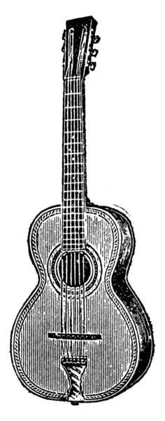 Guitarra Acústica Com Seis Cordas Padronizadas Baixo Alto Mostrando Guitarra —  Vetores de Stock