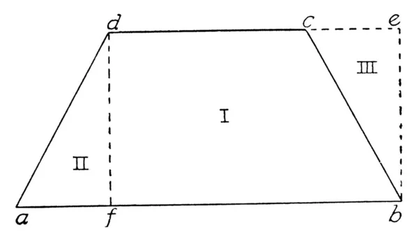 Trapezoid Tabanı Trapezoidin Tabanı Olan Yüksekliği Trapezoid Vintage Çizim Oymacılık — Stok Vektör