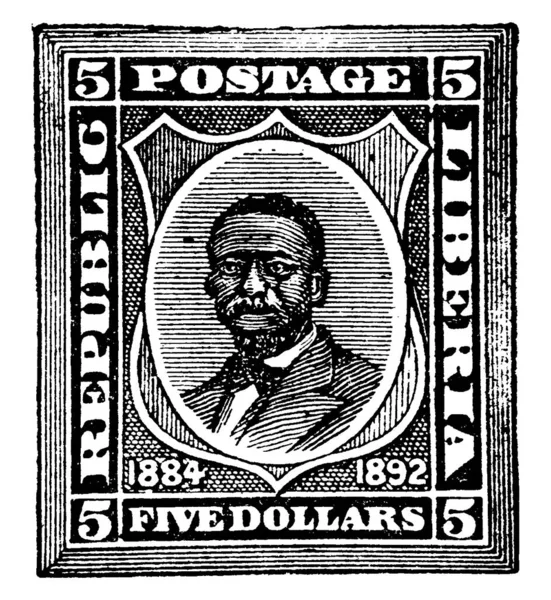 Liberia Briefmarke Dollar Von 1892 Ein Kleines Klebepapier Das Auf — Stockvektor