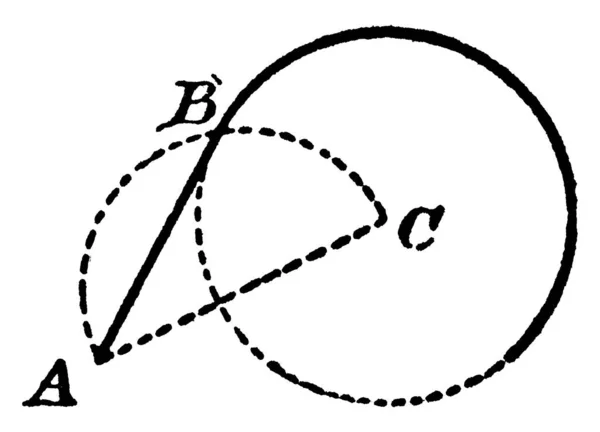 Construcción Una Tangente Círculo Través Punto Dado Fuera Una Circunferencia — Archivo Imágenes Vectoriales