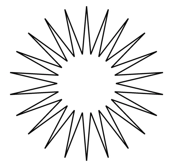Obrázek Ukazuje Zašpičatělých Hvězd Ukazuje Hvězdu Třech Různých Velikostech Obrazu — Stockový vektor