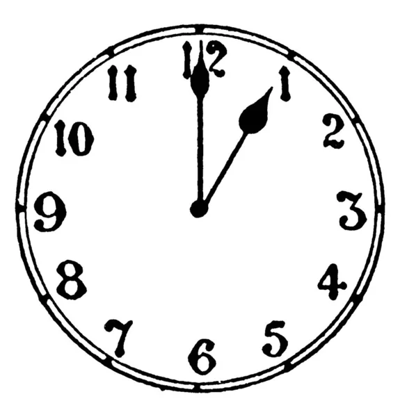 Типичное Изображение Круглых Настенных Часов Которые Отображают Час Рисунок Винтажной — стоковый вектор
