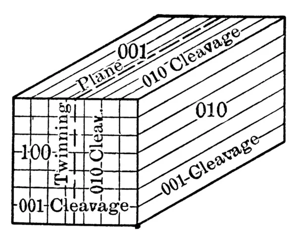 Uma Representação Típica Cristal Ortoclase Simples Mostrando Linhas Clivagem Posição —  Vetores de Stock