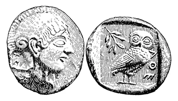 Аверс Обратная Сторона Одной Самых Ранних Монет Ней Изображены Три — стоковый вектор