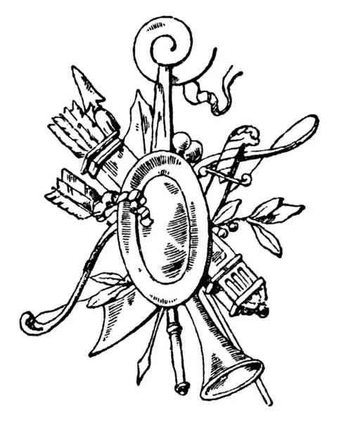 Иллюстрация Ренессанса Гоняющегося Металлической Тарелкой Декоративной Часовой Панелью Стиле Людовика — стоковый вектор
