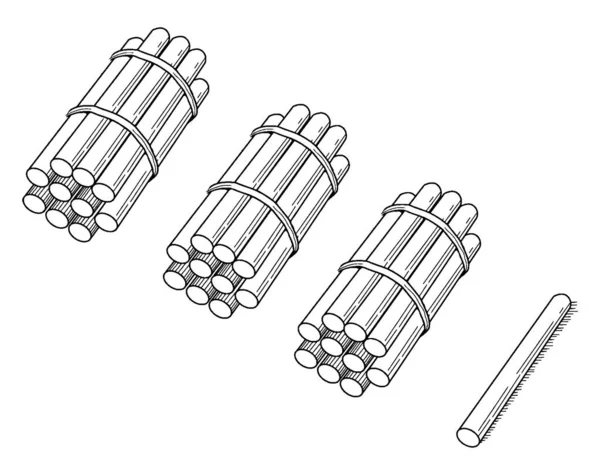 グループ化 場所の値 ヴィンテージライン図面や彫刻イラストを教えるときに使用することができる10に束ねられた31本の棒の束の典型的な表現 — ストックベクタ