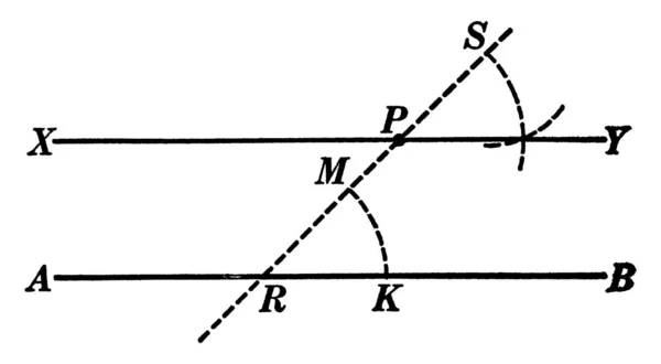 Representación Típica Construcción Geométrica Que Utiliza Para Crear Una Línea — Vector de stock