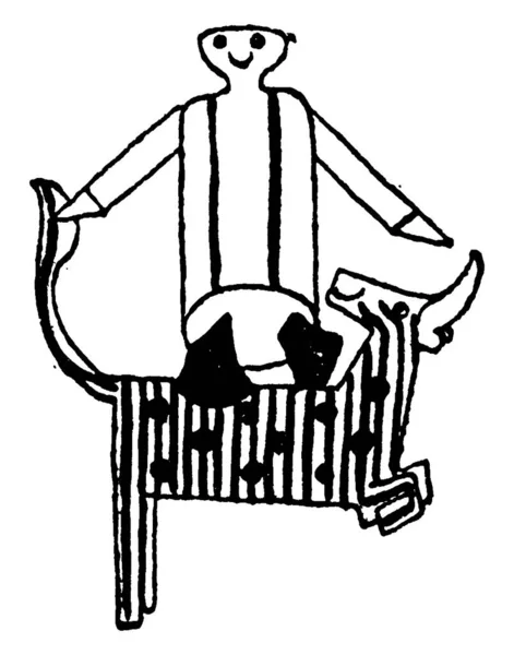 Das Cartoon Bild Zeigt Wie Hans Aufgeregt Auf Die Kühe — Stockvektor
