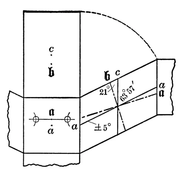 Une Représentation Typique Cristal Orthoclase Simple Ouvert Pour Montrer Orientation — Image vectorielle