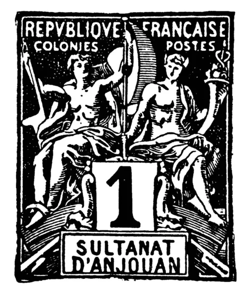 Анжуанський Штамп 1892 Року Невеликий Клейкий Шматочок Паперу Був Приклеєний — стоковий вектор