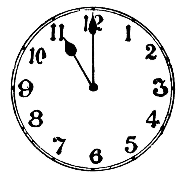 전형적 모양의 시계를 나타내는 전형적 그림은 빈티지 선그리기 그림그리기 — 스톡 벡터