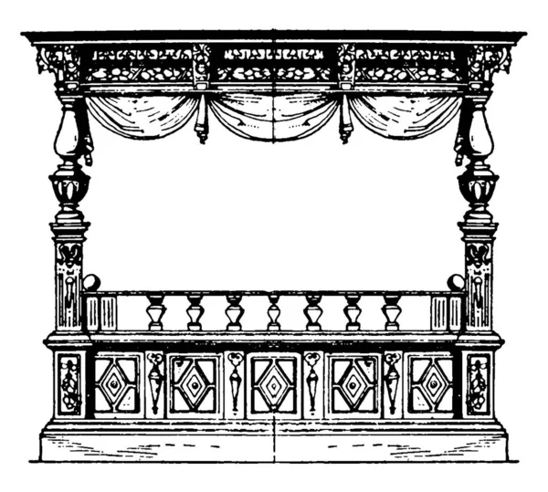 Grande Taille Placée Sur Podium Avec Une Tête Lit Surélevée — Image vectorielle