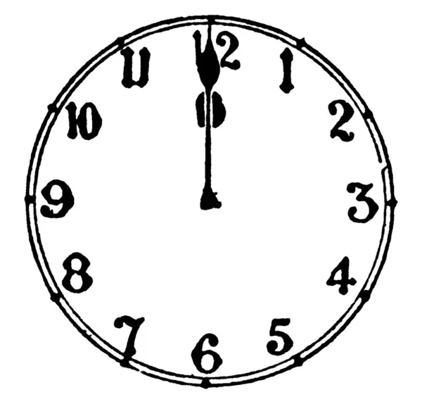 Relógio Parede Forma Redondo Que Exibe Horas Desenho Linha Vintage —  Vetores de Stock