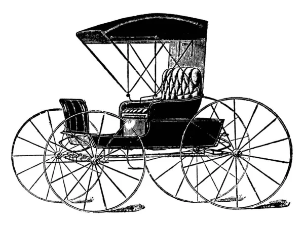 Représente Buggy Cheval Américain Chariot Quatre Roues Réfère Léger Simple — Image vectorielle