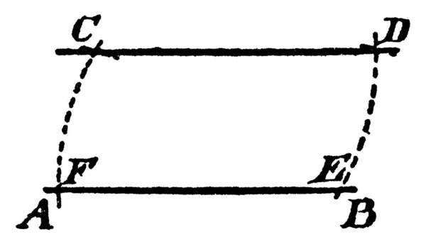 Конструкция Использовалась Возведения Параллельной Линии Качестве Центра Нарисовать Пунктирная Дуга — стоковый вектор