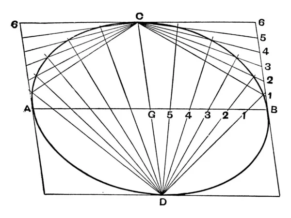 Une Image Montrant Dessinateur Quatrième Méthode Pour Dessiner Une Ellipse — Image vectorielle