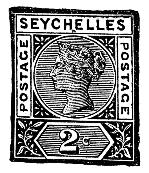 Seychelles Islands Stamp Centavos Desde 1890 Pequeño Pedazo Papel Adhesivo — Archivo Imágenes Vectoriales