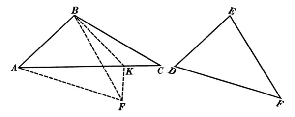 Typické Znázornění Geometrické Konstrukce Když Dva Trojúhelníky Mají Dvě Strany — Stockový vektor