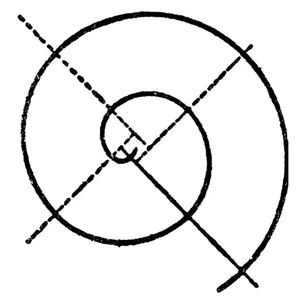 Konstruktion Einer Spirale Mit Zirkeln Und Vier Zentren Erstens Konstruieren — Stockvektor