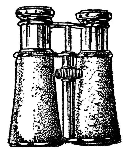 Jumelles 1903 Compose Deux Télescopes Montés Côte Côte Vus Par — Image vectorielle