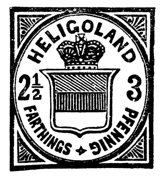 Heligoland Stamp Farthings Pfennig 1876 Pequeño Pedazo Papel Adhesivo Pegado — Archivo Imágenes Vectoriales