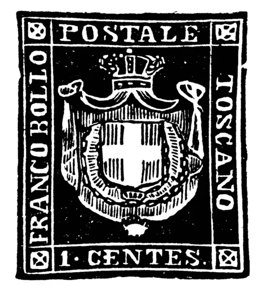 Francobollo Governo Provvisorio Toscana Centesimo Dal 1860 Piccolo Pezzo Carta — Vettoriale Stock