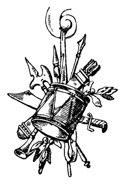 Ilustrace Renesanční Naháněné Kovové Misky Dekorativním Hodinovým Panelem Stylu Ludvíka — Stockový vektor