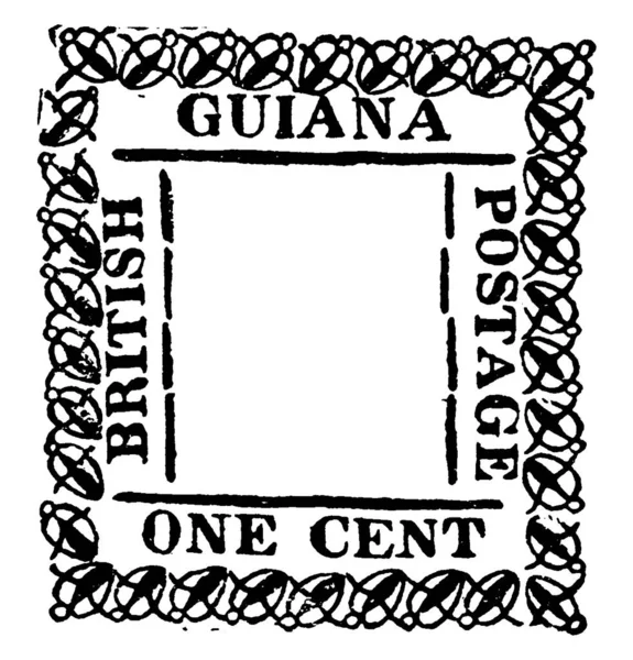 英国圭亚那邮票 1美分 1862年发行 英属圭亚那 British Guiana 也称圭亚那 是位于南美洲北部海岸的英国殖民地的名称 古老的线条画 — 图库矢量图片