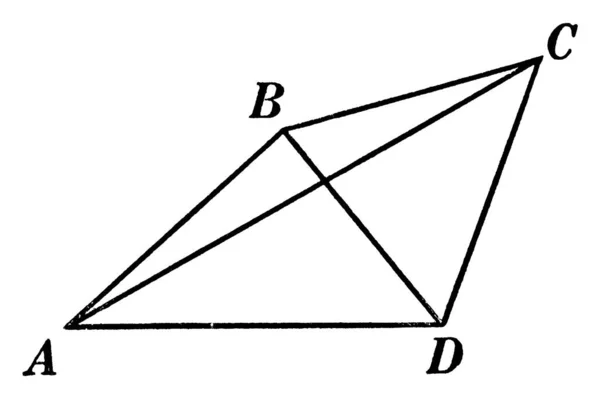 Eine Typische Darstellung Der Geometrischen Konstruktion Eines Vierecks Mit Diagonalen — Stockvektor