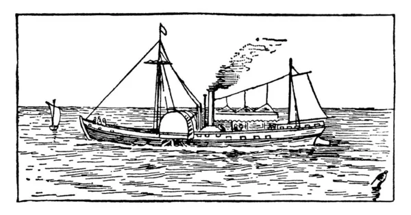 Первый Коммерческий Пароход Фирмы Fulton Использующий Пар Качестве Топлива Находится — стоковый вектор