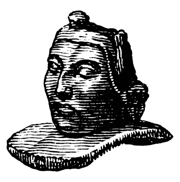 一个石管碗 上面刻有印第安人做的脸 一个人的脸是用石管碗做成的 有三幅画像 古色古香的线条或雕刻 — 图库矢量图片