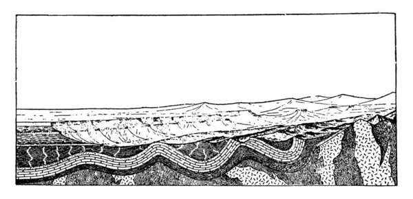 지각의 부분이죠 있습니다 화강암 암반들은 부분의 바닥에 불규칙 윤곽이 나타나고 — 스톡 벡터