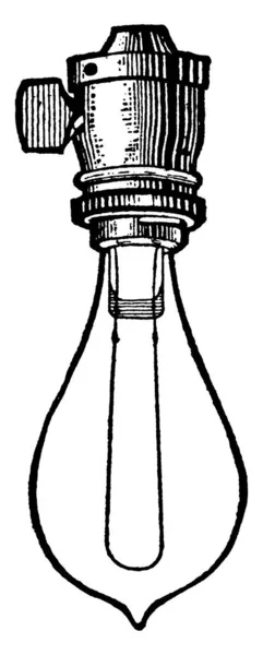 Vue Une Ampoule Incandescente Munie Fil Généralement Tungstène Entre Deux — Image vectorielle