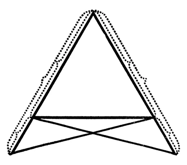 これらのセグメントの端をベースの反対側の端に結合する線は等しい ヴィンテージ線画や彫刻イラストになります — ストックベクタ