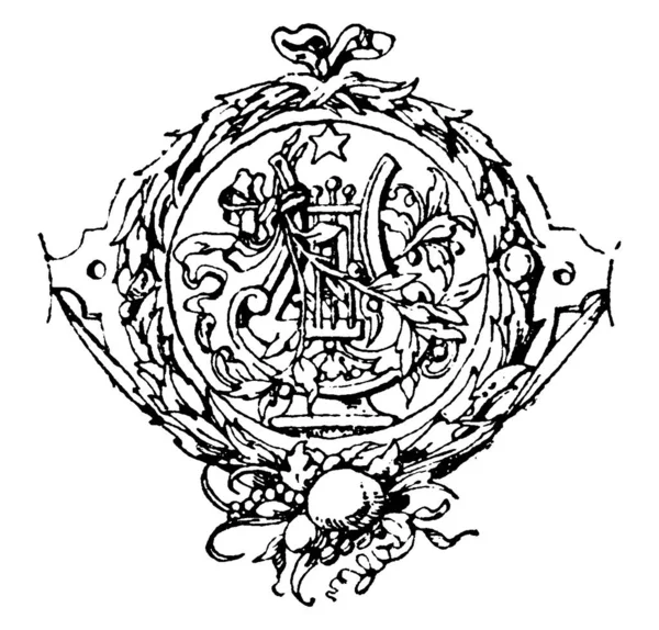 Symbol Title Goethe Works Dir Gtz Carlsruhe Engraved Decorative Designs — Stock Vector