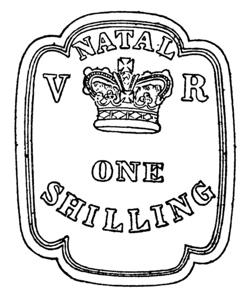 Natal Stamp Shilling 1857 Ből Egy Kis Ragasztó Papír Ragasztott — Stock Vector