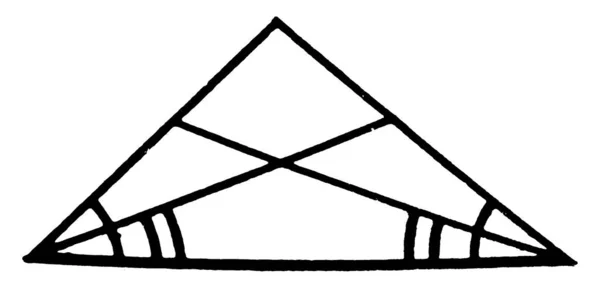 图例表明 如果三角形的两个角相等 这些角的分隔符是相等的 老式线条画或雕刻图例 — 图库矢量图片