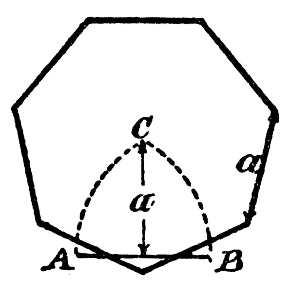 Een Illustratie Die Laat Zien Hoe Een Heptagon Septagon Construeert — Stockvector