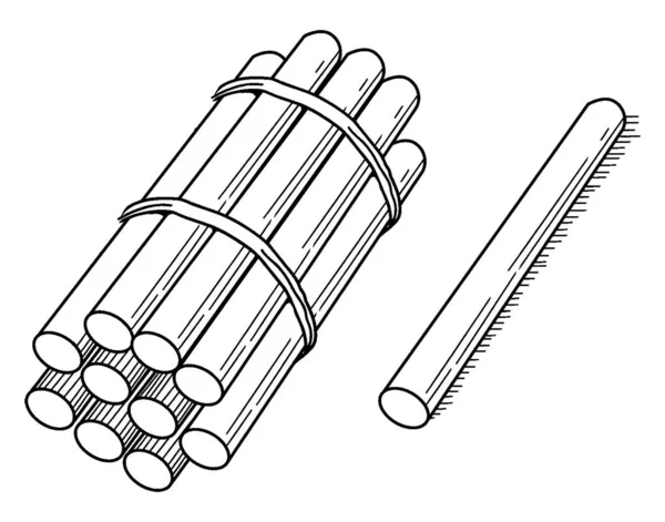 グループ化 場所の値 ヴィンテージライン図面や彫刻イラストを教えるときに使用することができる10にバンドルされた11本の棒の束の典型的な表現 — ストックベクタ